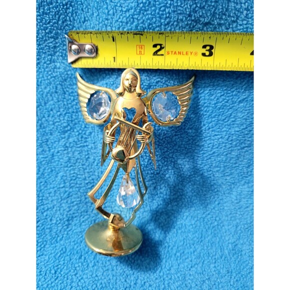 Vintage 1996 Austrian Crystal Angel w/Harp 24k Gold Plated Mascot Int'l - Picture 9 of 11